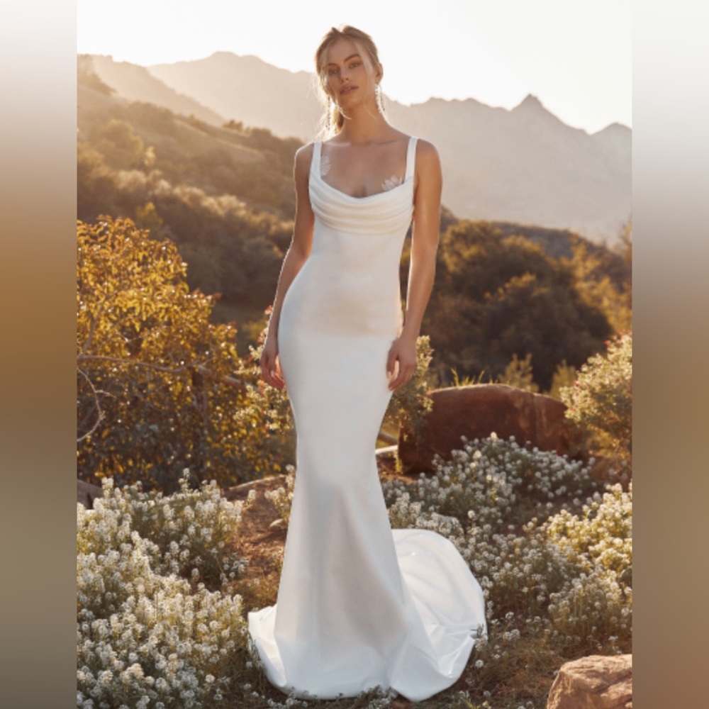 Katie May Collection Barcelona Cowl Neck Fluted Wedding Gown in Ivory - Medium